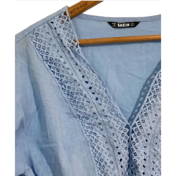 Powder Blue Tie Front Crop Top - Light Blue Cropped Blouse - Picture 3 of 4